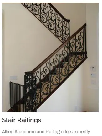 Aluminum staircase railings by Allied installed on residential stairs in Lake Worth FL