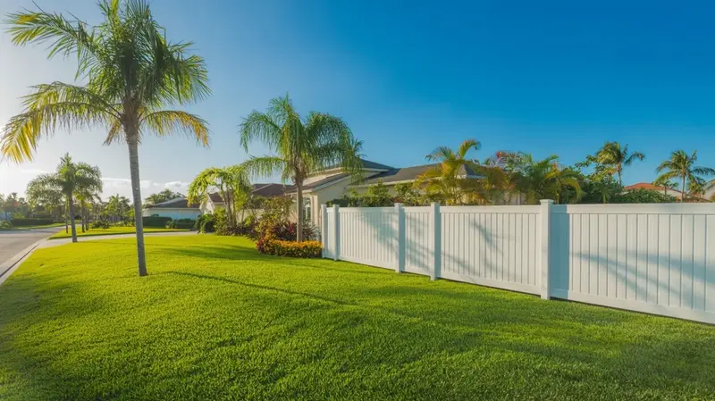 Beautiful Florida home with white aluminum fence by AlliedFenceAndGate.com™